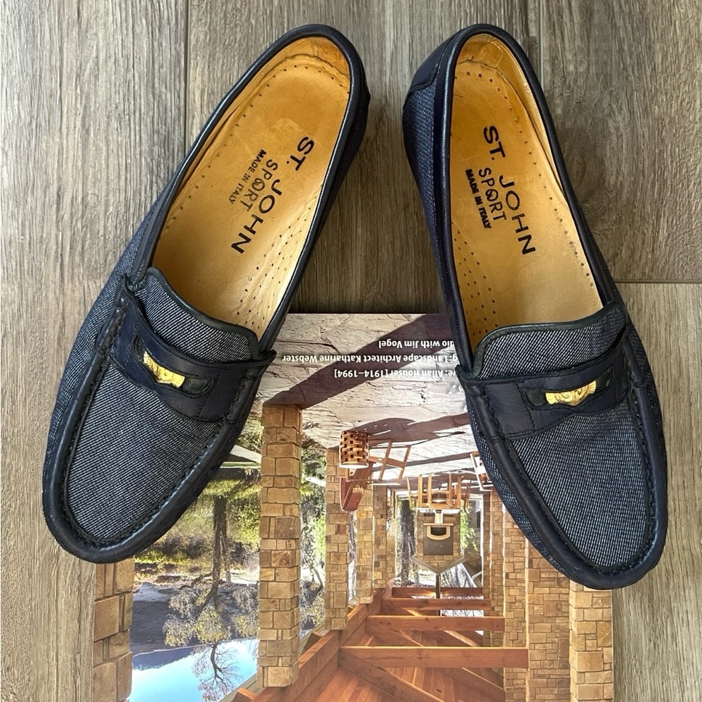 Stunning St. John Vintage Denim & Leather Loafers